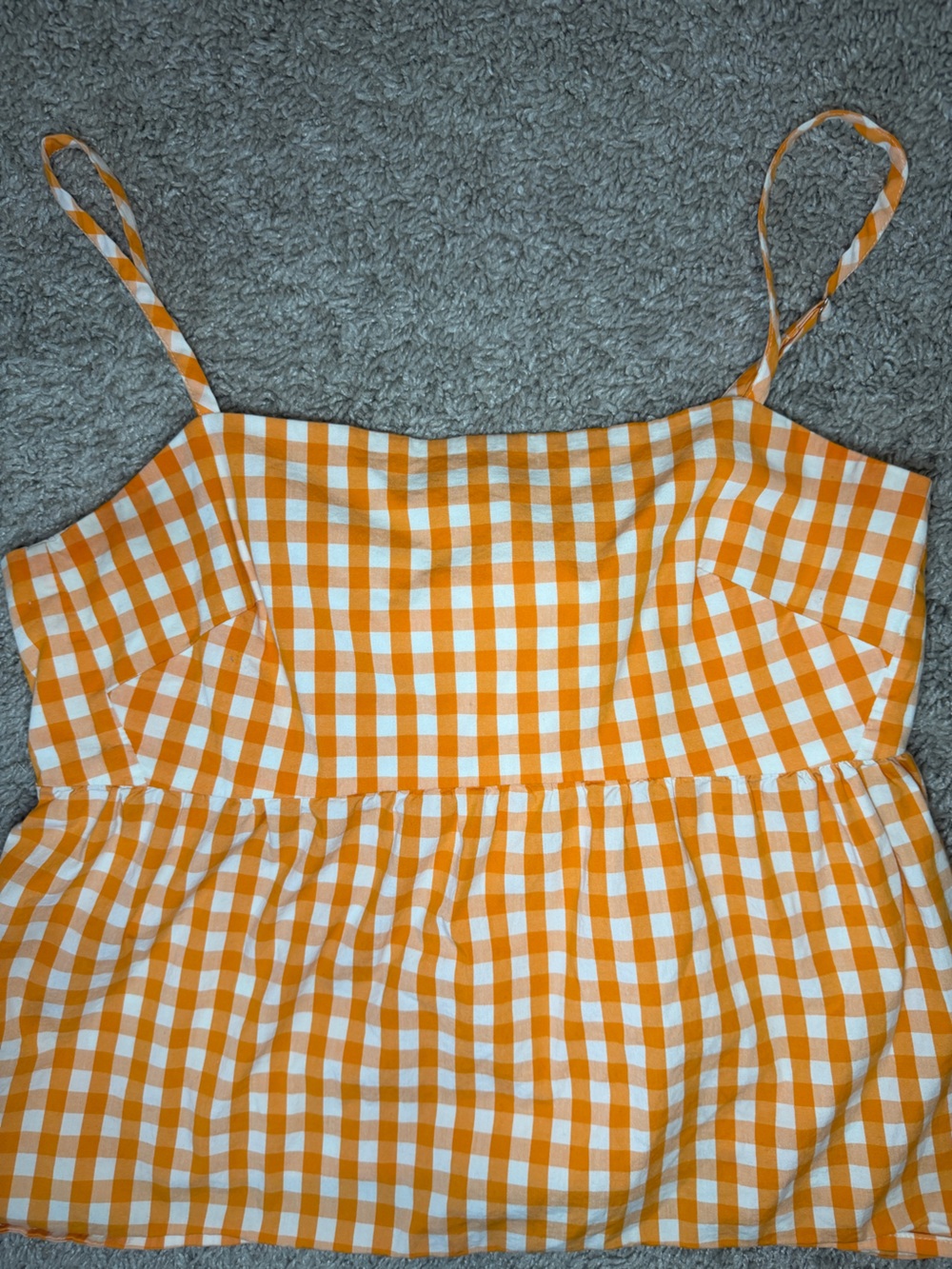 J. CREW Orange Gingham Women’s Top Tied Back